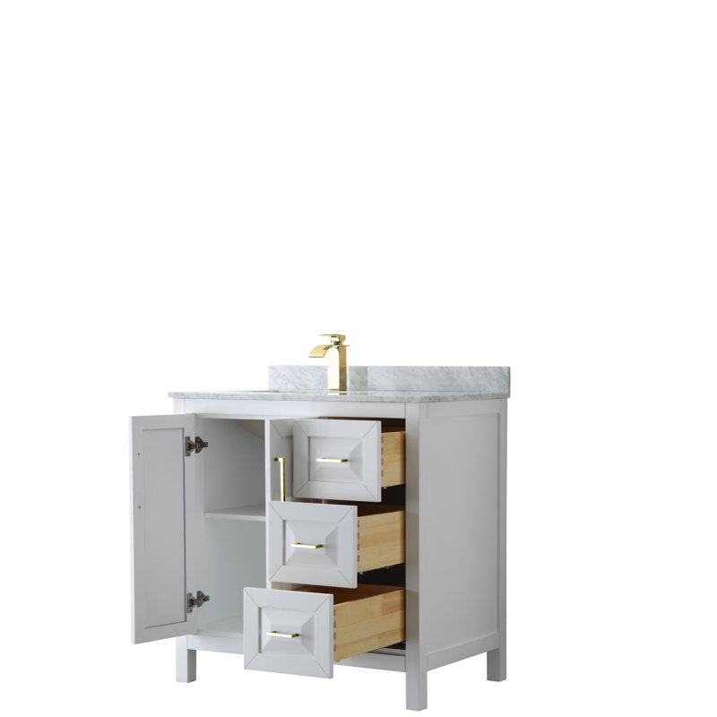 Daria 36'' W Single Vanity, White/Gold