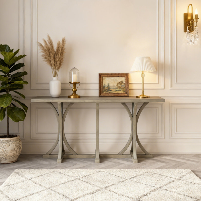 Console en bois avec des pieds courbés, Gris