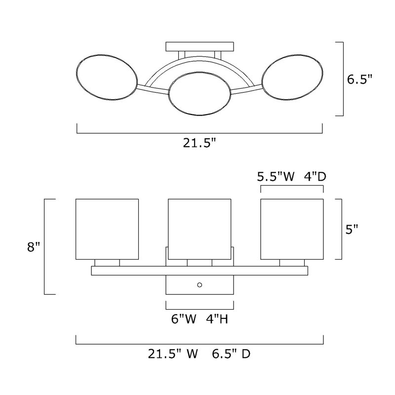 22 In. 3-light Brushed Nickel Modern Unique Bathroom Vanity Light With Oval-shaped Etched White Glass Shades, Brushed Nickel