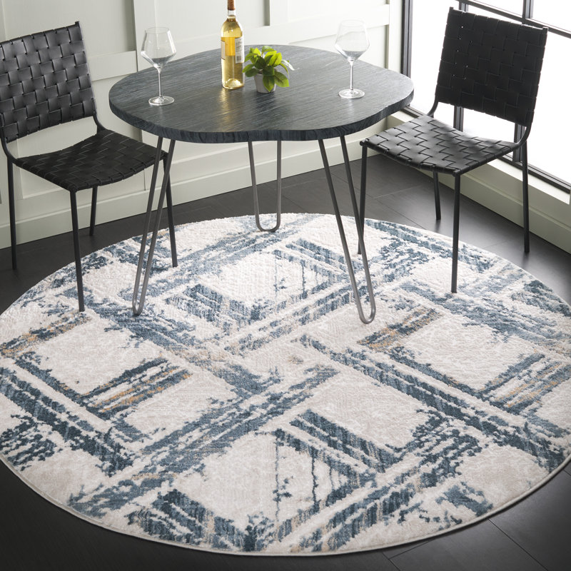 Mahiras Performance Geometric Rug, Round 6'7"