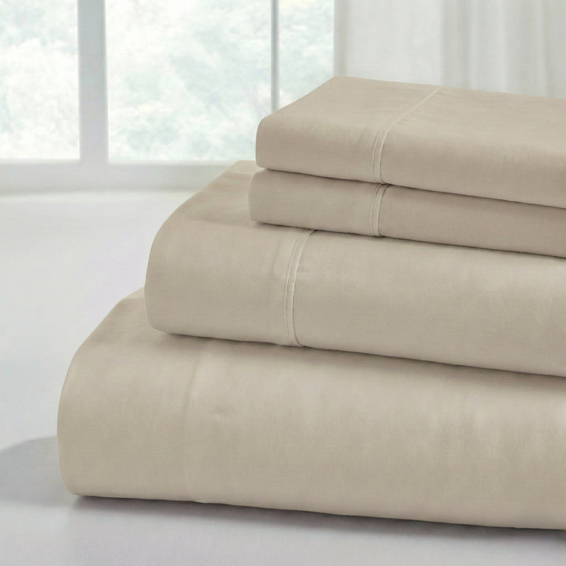 Modern Threads 4-Piece Ultra Soft Microfiber Sheet Set with Deep Pockets in Solids & Prints, Taupe