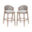 Ensemble de 2 tabourets d'extérieur avec cadre en aluminium et dossier en forme de feston en rotin PE-711497577