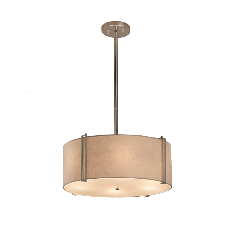 Geoffroy 3 - Light Dimmable Drum Chandelier, Brushed Nickel, White
