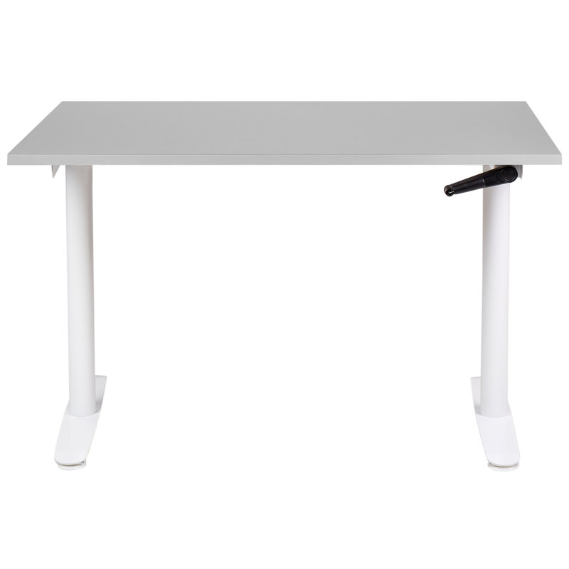 Amarianna Adjustable Metal Base Standing Desk, 119cm H x 120cm W x 72cm D, White, Grey