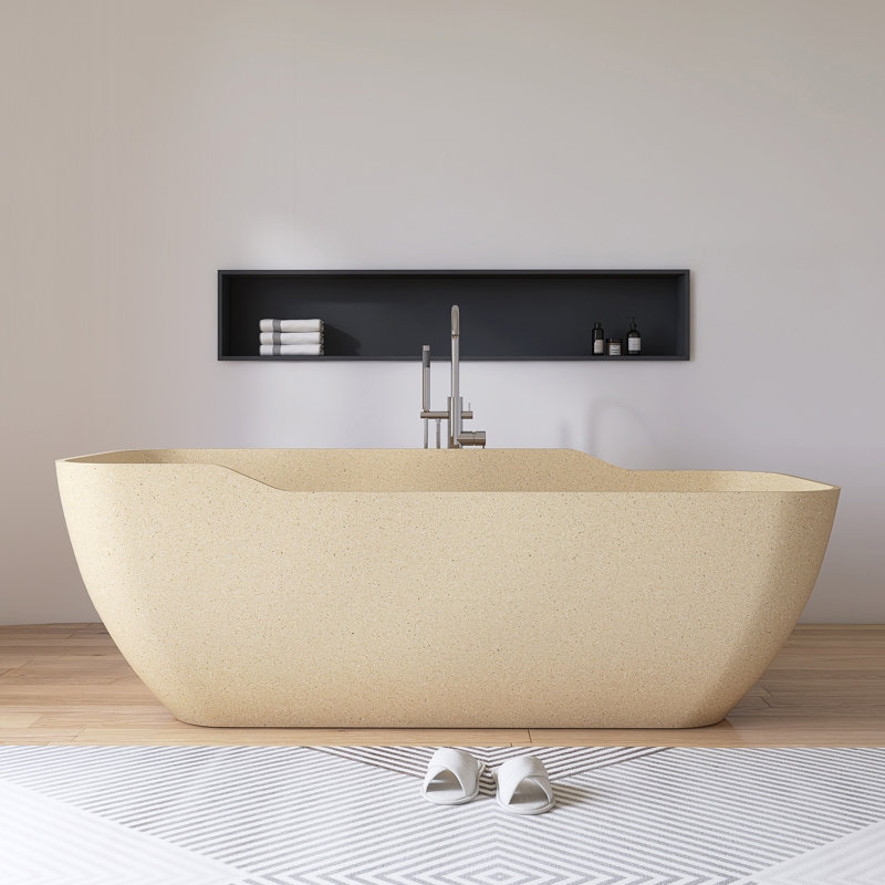 Baignoire de trempage autoportante 71 po. X 31 po. Terrazzo, Café au lait