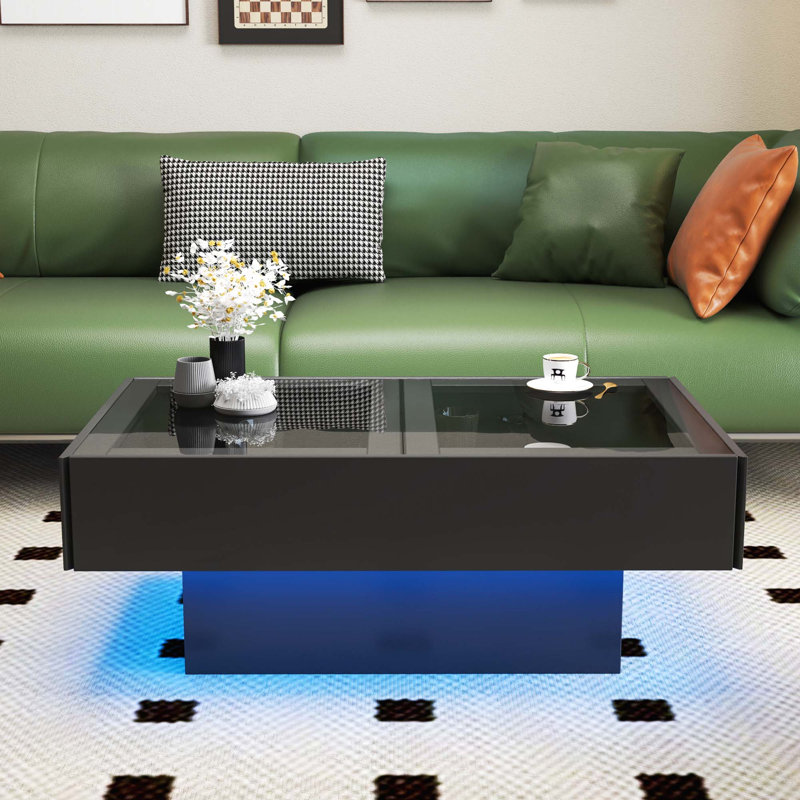 Table basse extensible avec plateau coulissant et rangement dissimulé, Blanc