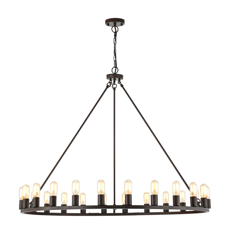 Hemple 24 - Light Dimmable Chandelier, Rustic Iron
