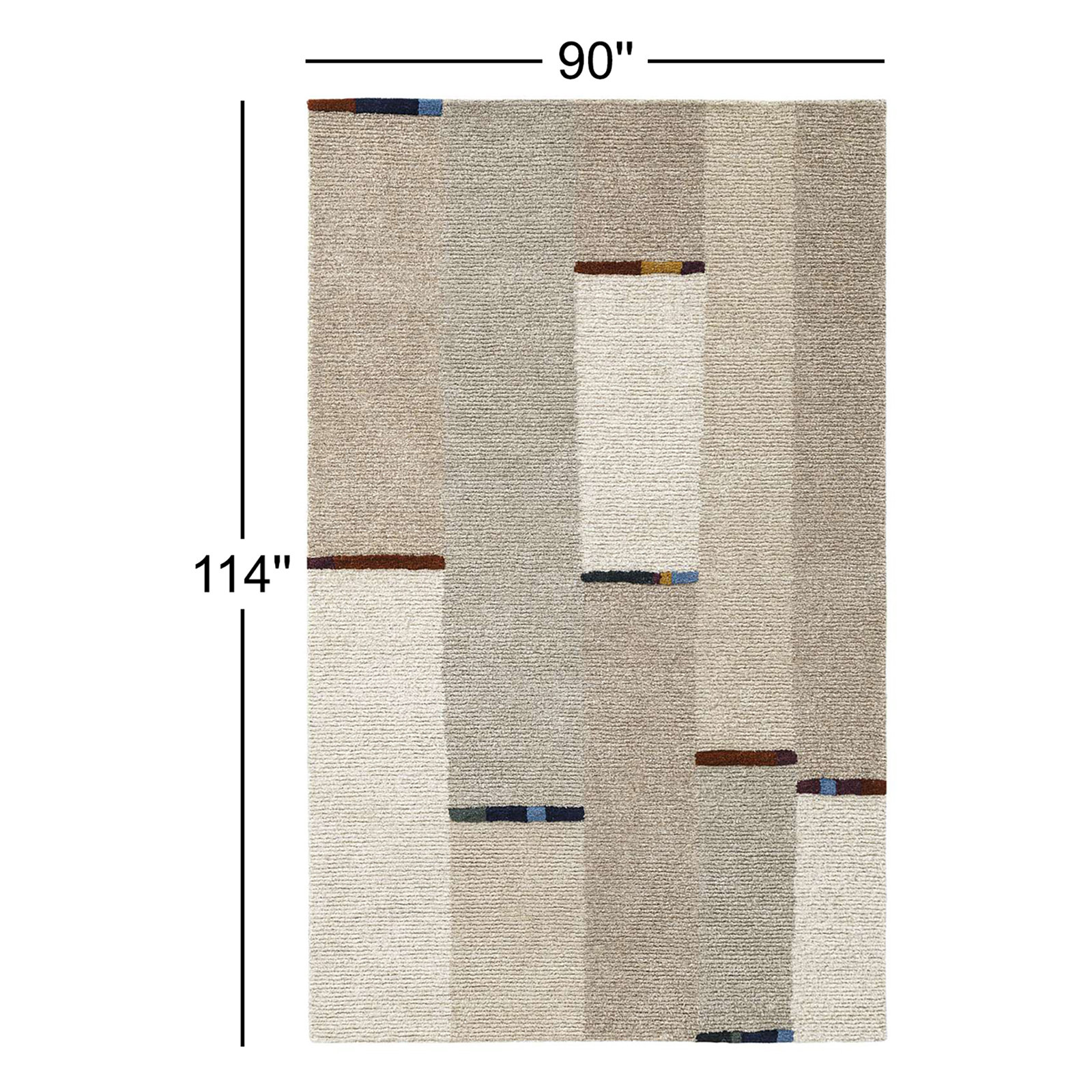 Rectangle Geometric Hand Tufted Wool Area Rug in Natural/Ivory, Rectange 7'6" x 9'6"