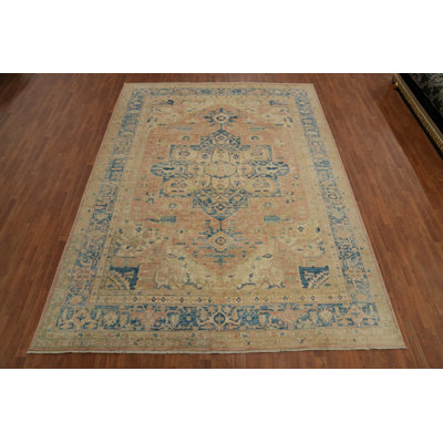 Geometric Heriz Serapi Vegetable Dye Area Rug 9x12