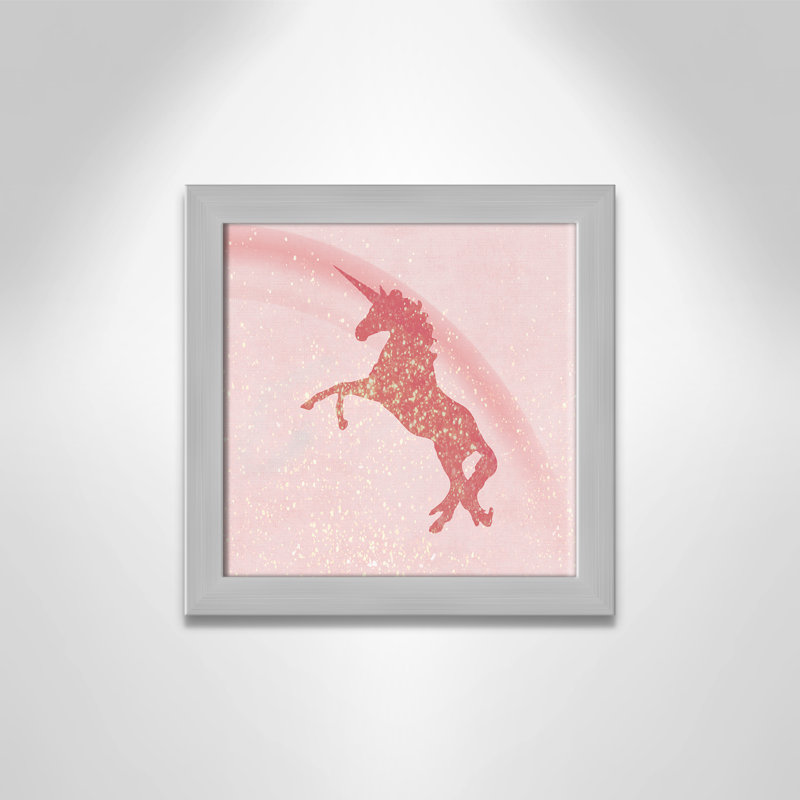 Paillettes licorne 2, H 14 po x l 14 po x P 0,63 po, Encadré plat argent