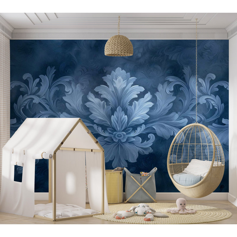 Murale pelez et collez - Décoration bleu foncé, L 124 po x l 173 po