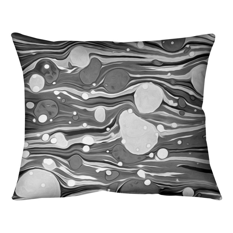 Coussin Swirls, 10 po x 14 po, Noir / blanc, Duvet synthétique