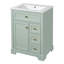 Meuble-lavabo moderne de 24 po avec lavabo en céramique, structure en bois massif, 2 tiroirs latéraux, 1 plateau rabattable et 1 rangement de porte (vert / blanc)-1640987926