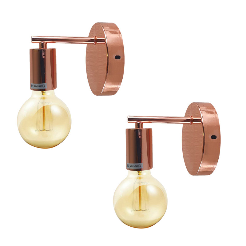 Lit Armed Sconce, Rose Gold