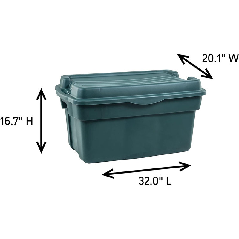 Eco Green Stackable Recycled Plastic Storage Bins with Lids, 37 Gal, Pack of 3