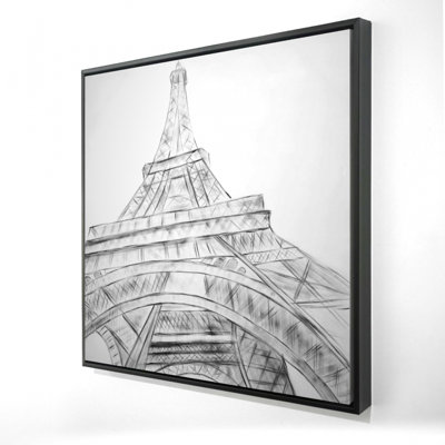 Croquis de la Tour Eiffel, toile | Décor d'architecture noir et blanc