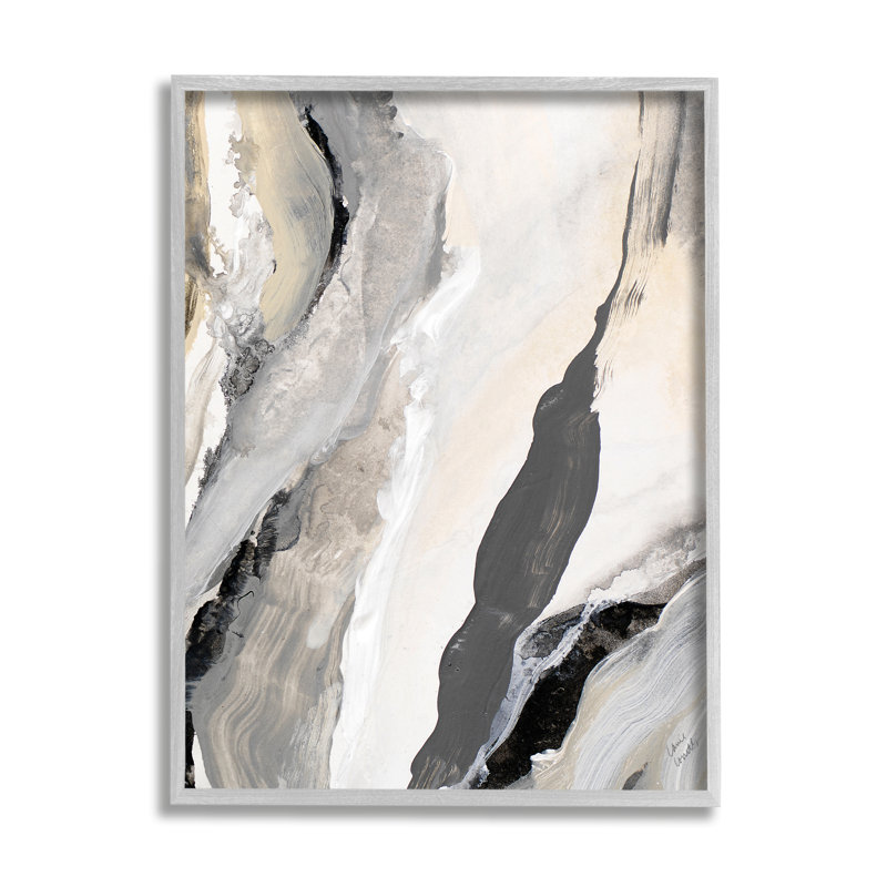 «Paint Stroke Mouvement Abstraction Grey Beige» par Lanie Loreth - Peinture, Estampe numérique Farmhouse, H 14 po x l 11 po