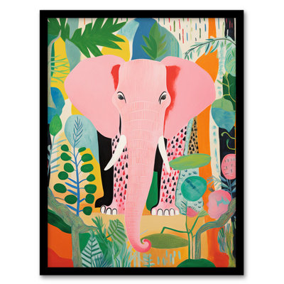 Pink Elephant Jungle - Single Picture Frame Print