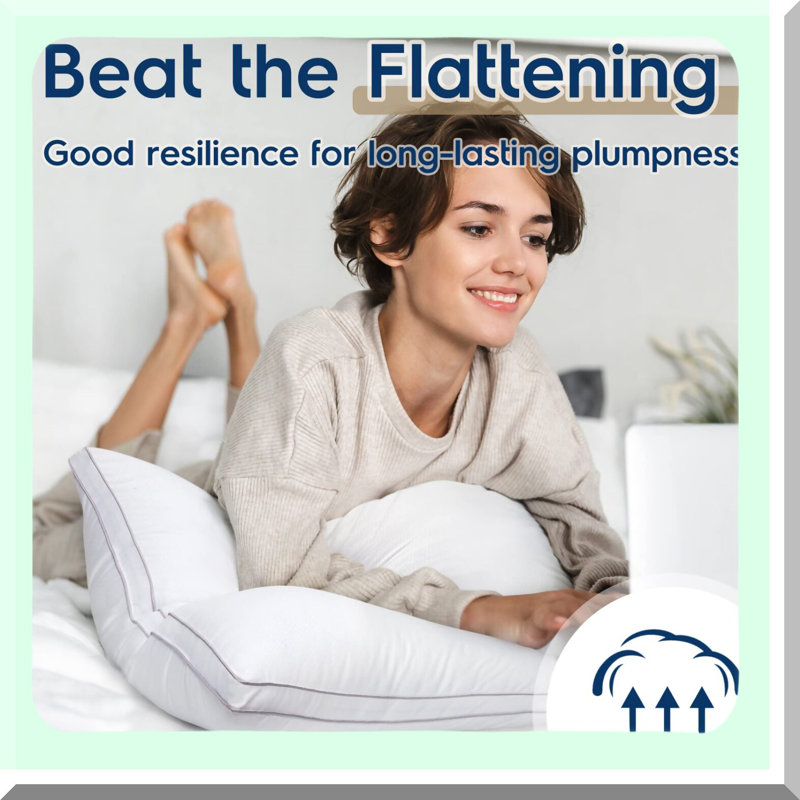 SleepWell Queen Pillows - Set of 2 | Fluffy Bed Pillows for Back, Stomach, Side Sleepers | Down Alternative Fill | Machine Washable | 20" | 2 Pack