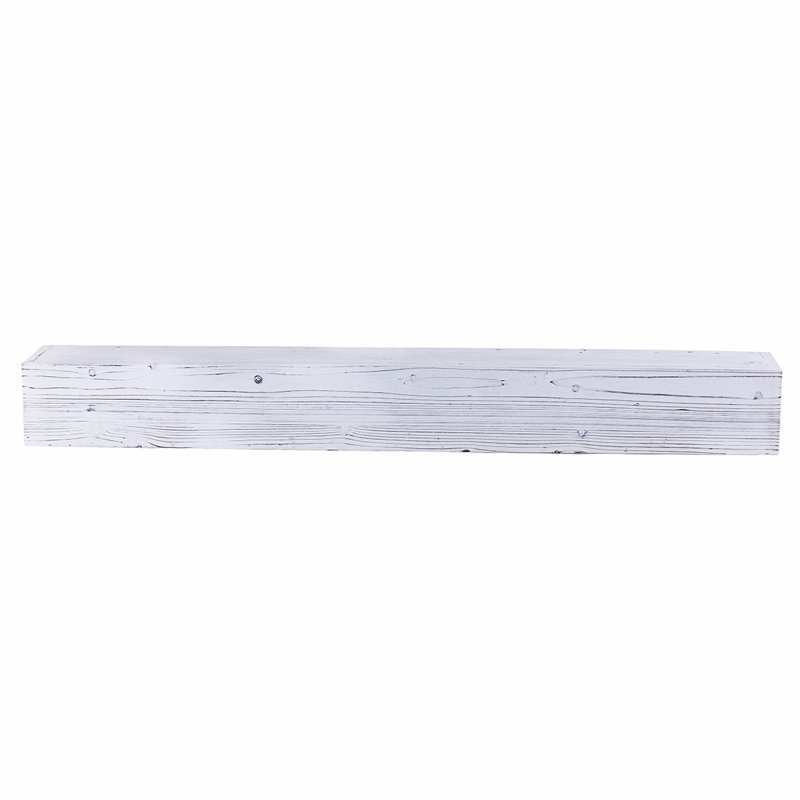 Tablette de manteau de cheminée patinée, Blanc rustique, 72 po, 6.25"