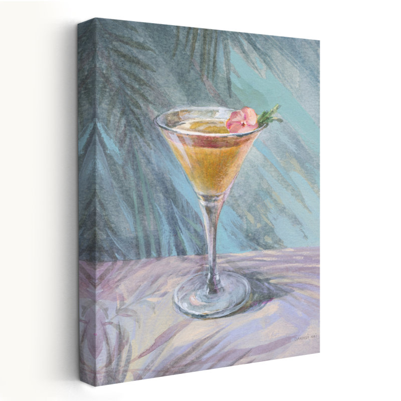 «Happy Hour I Art» bleu et botanique, H 60 po x l 40 po