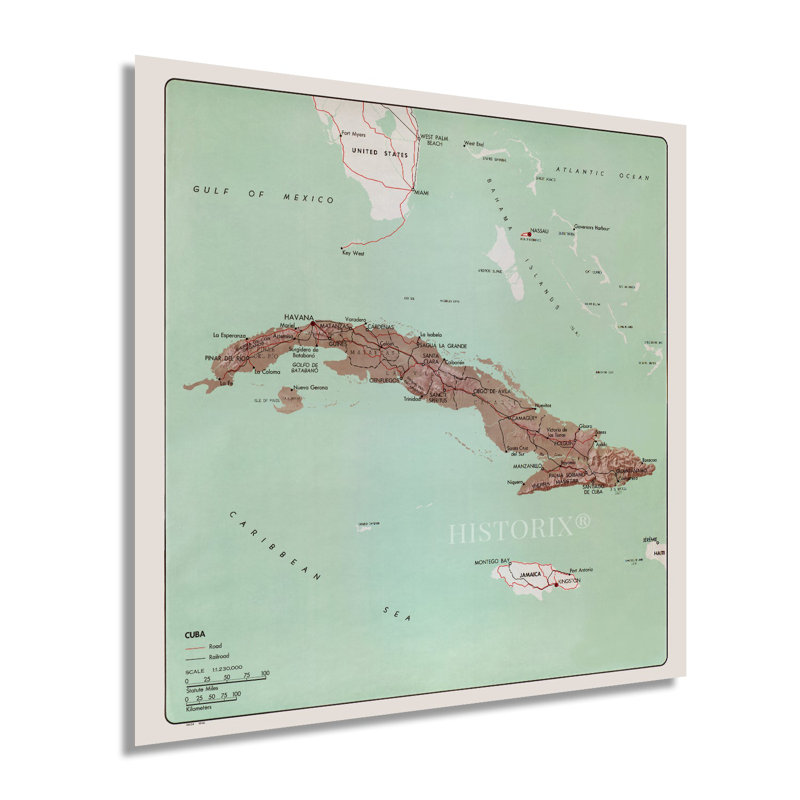 Carte de Cuba de19621962, L 16 po x H 16 po