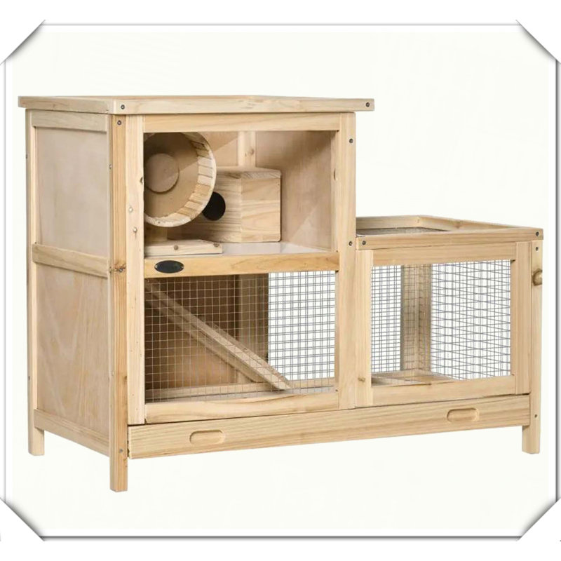 Cage à 2 niveaux en bois pour hamster