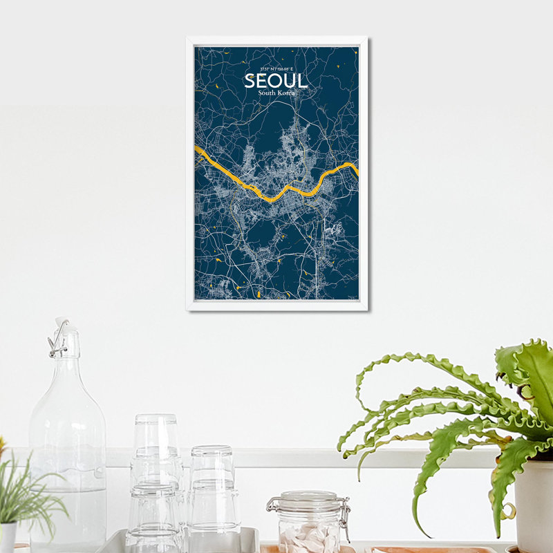 Seoul City Map In Amuse - No Frame Print, 17cm H x 11cm W x 0.05cm D