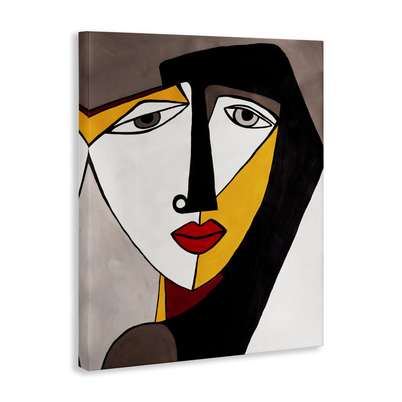 Art mural sur toile, "Cubism femelle face" par Ruth Fromstein, H 40 po x l 30 po