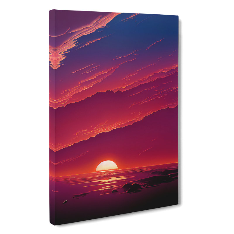 Unreal Ocean Sunset - Wall Art, Wrapped Canvas, 50cm H x 35cm W x 3cm D, No Matte