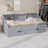 Daybed Frame With Storage Bookcases And Two Drawers,Charging Design-1970495081