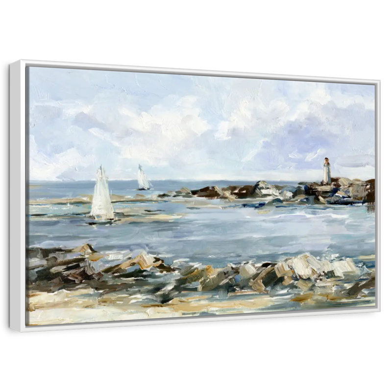 Rocky Shore Coastline I, Floating Frame White, 37" X 25"