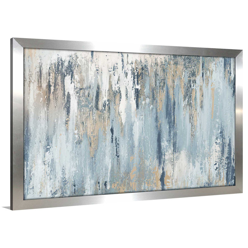 Illusion bleue - impression, Impression encadrée, H 33,5 po x l 49,5 po, Argent argent