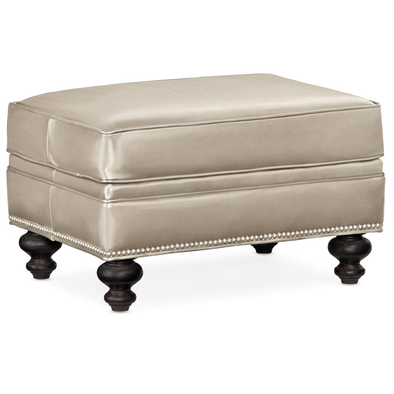 West Ottoman, Anilina Hunter Genuine Leather, Plantation, Pewter