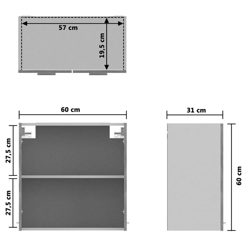 Hanging Cabinet 60X31x60 Cm, Grey