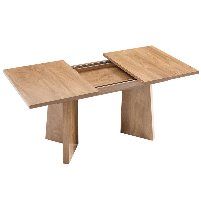 Table de salle à manger rectangulaire extensible, Marron clair