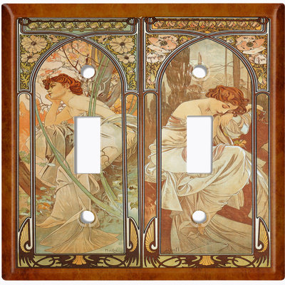 Copper Rust Patina Teal Print 2 - Gang Toggle Light Switch Standard Wall Plate