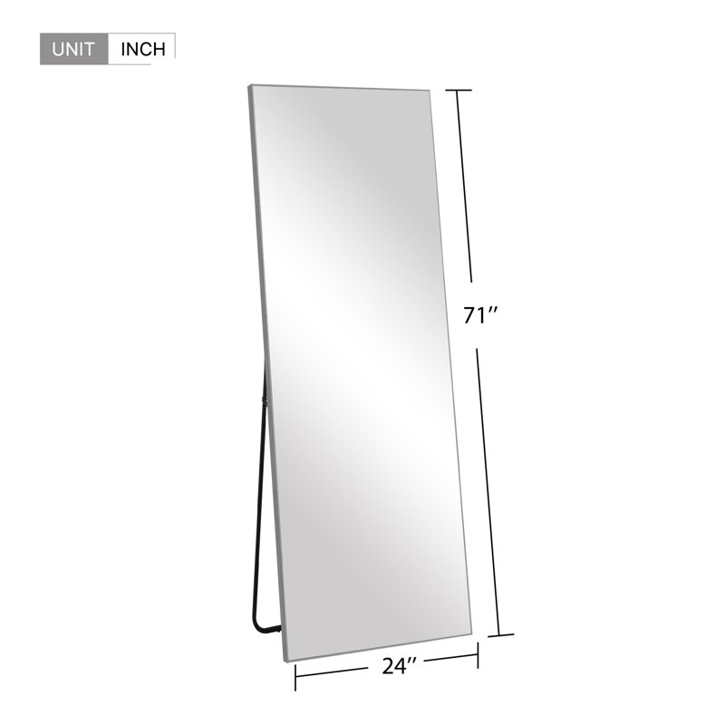 Miroir de salle de bain Arlena, Argent, 71 po x 24 po