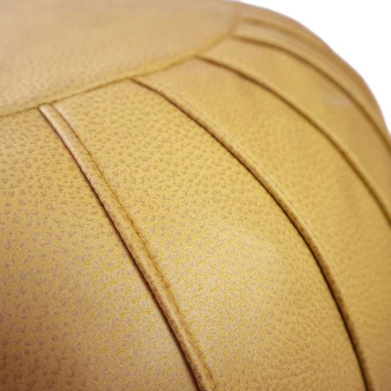 Cohill Upholstered Pouf, Yellow Faux Leather