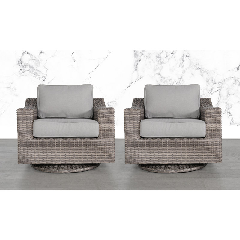 Shelton Fully Assembled Swivel Patio Chair with Cushions, Mixed Grey