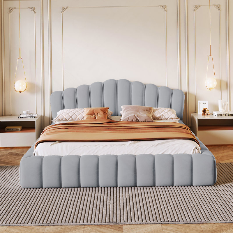 Tête de lit tapissier en velours pour lit grand lit, bleu clair, Bleu clair