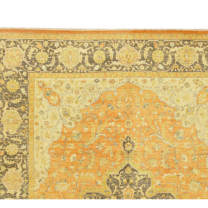High-Quality Hand-Knotted Rust And Black Area Rug