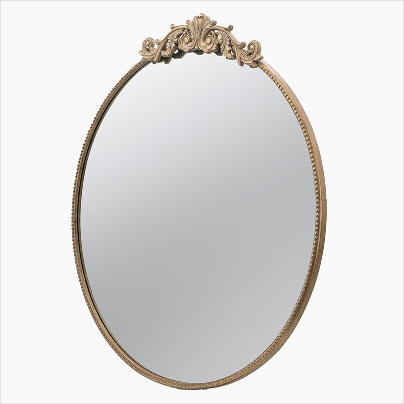 Miroir d'appoint mural Emmeline, 36 po x 39 po, Doré