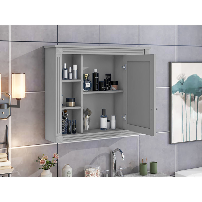 35'' X 28'' Wall Mounted Bathroom Storage Cabinet, Grey