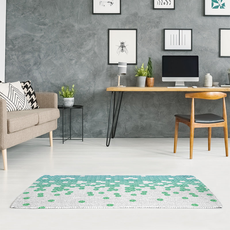 Tapis à cubes bleu/blanc culbuté, Rectangle 5 pi x 7 pi