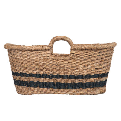 Oval Abaca Moses Striped Storage Basket with Handles