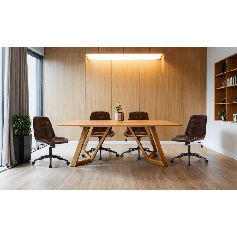 Chaise de bureau Keavey , Marron foncé, Noir