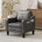 Wide Upholstered Accent Chair Faux Leather Armchair-208523144