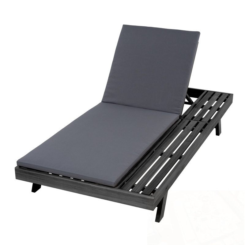 Outdoor Chaise Lounge with side storage space, Dark Gray
