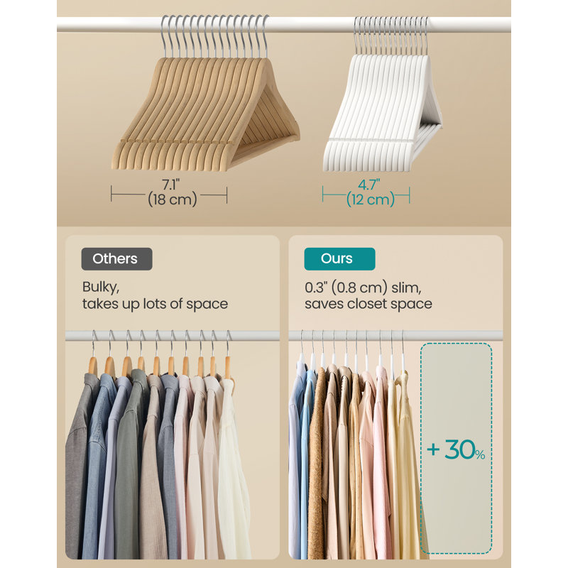 Solid Wood Standard Hanger for Suit/Coat, Cloud White